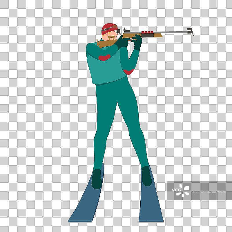 冬季滑雪射击人物插画海报图片素材