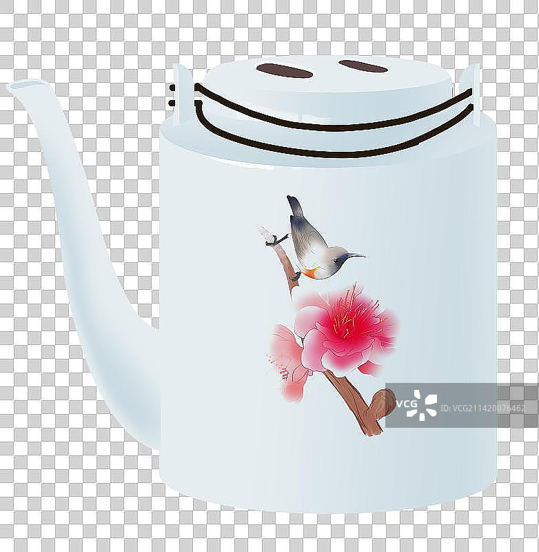 传统生活用具用品老物件瓷器水壶喝水古董元素插画图片素材