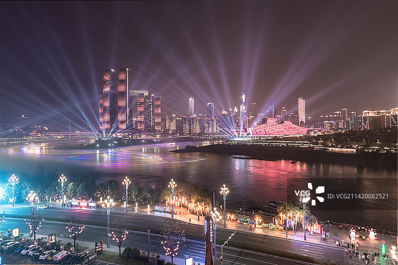 重庆市来福士广场灯光秀图片素材