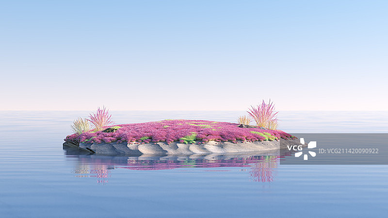 三维渲染的抽象草原湖泊地形图片素材