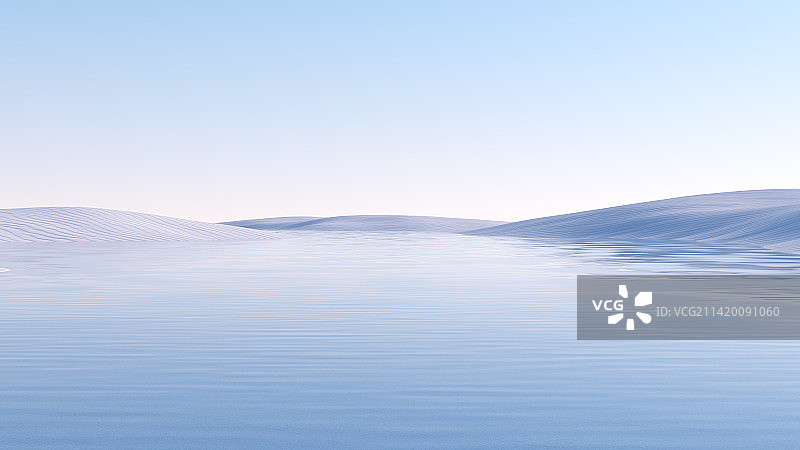 三维渲染的抽象草原湖泊地形图片素材