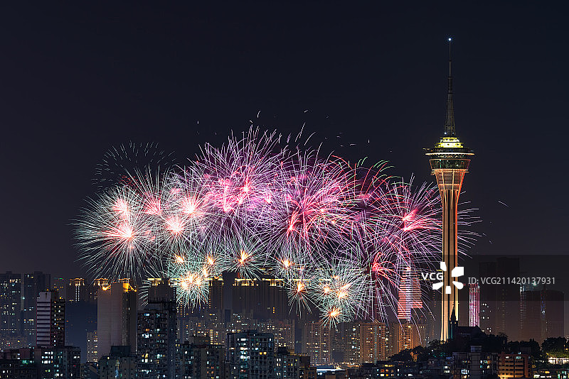 澳门烟花闹新春图片素材