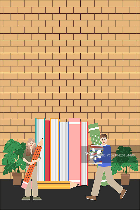 读书会交流插画竖版图片素材