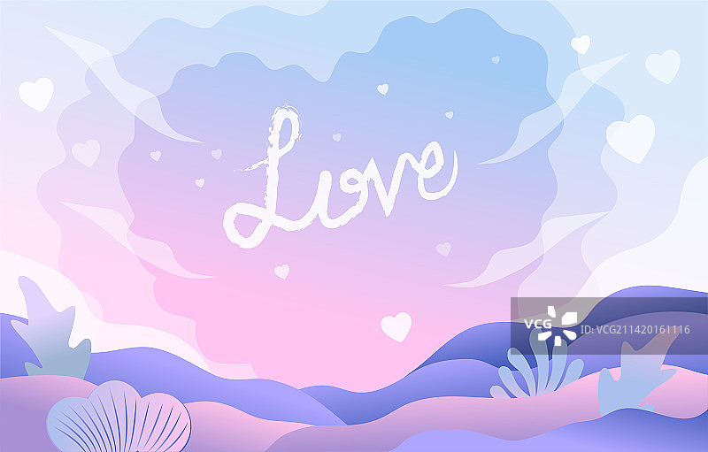 清新情人节爱心背景卡通矢量插画图片素材