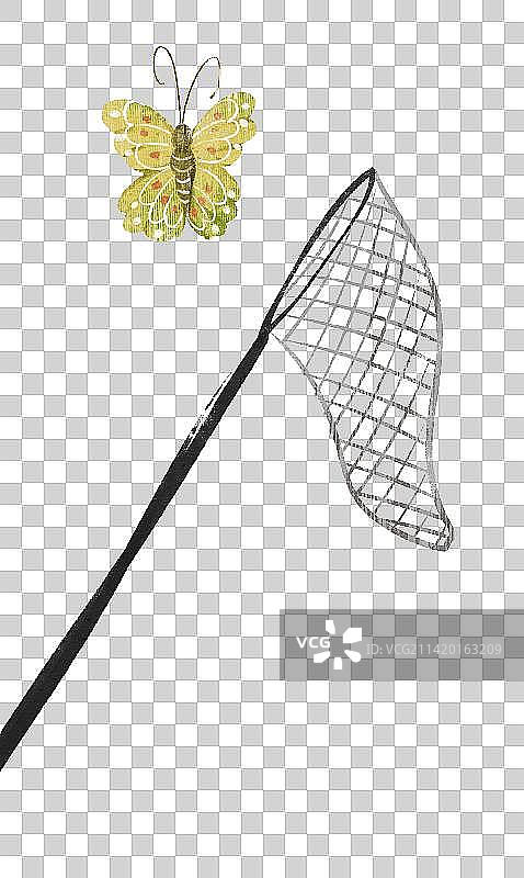 捕蝶网插画元素图片素材