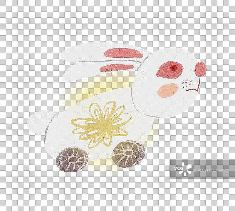 元宵节兔子灯笼插画元素图片素材