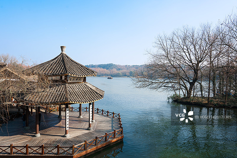 杭州西湖风景区晴天风光图片素材