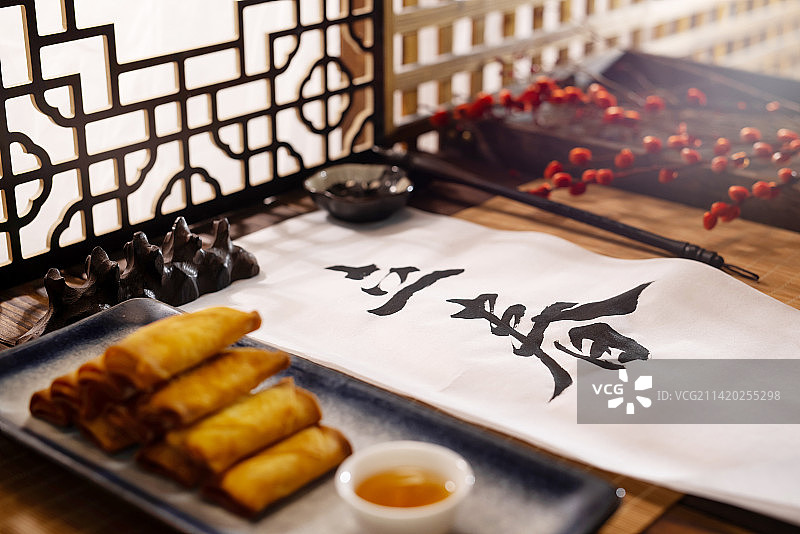 立春,书法,春饼,二十四节气图片素材