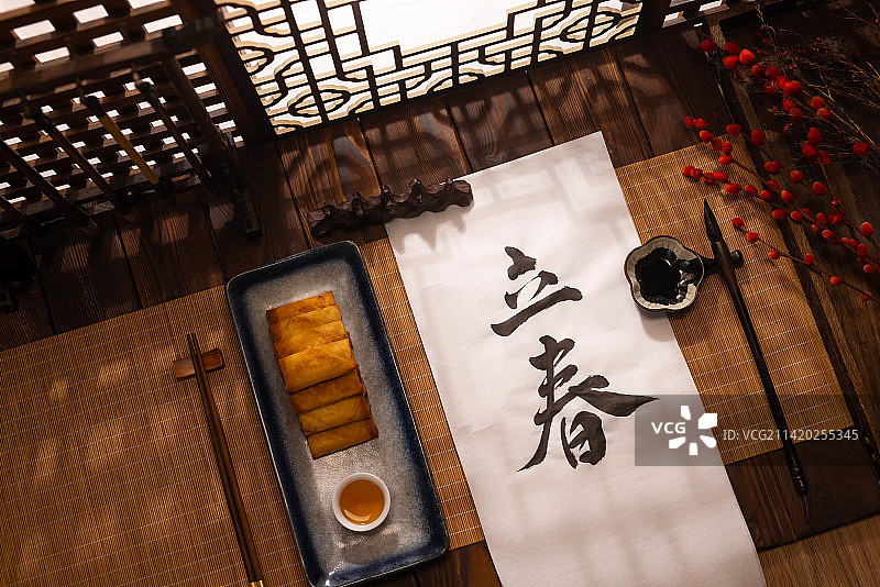 立春,书法,春饼,二十四节气图片素材