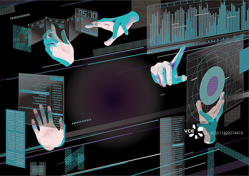 高科技AI手势操作图片素材