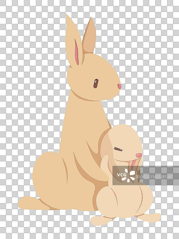 安抚捂耳朵孩子的兔子图片素材