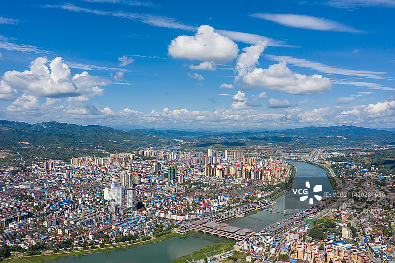 汉中西乡县城航拍图片素材