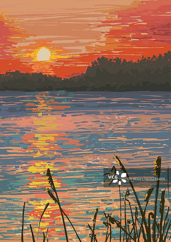 唯美风景插画图片素材