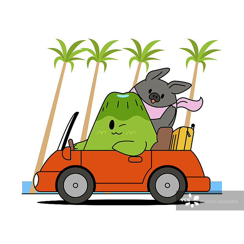 济州岛表情符号：黑猪自驾游图片素材