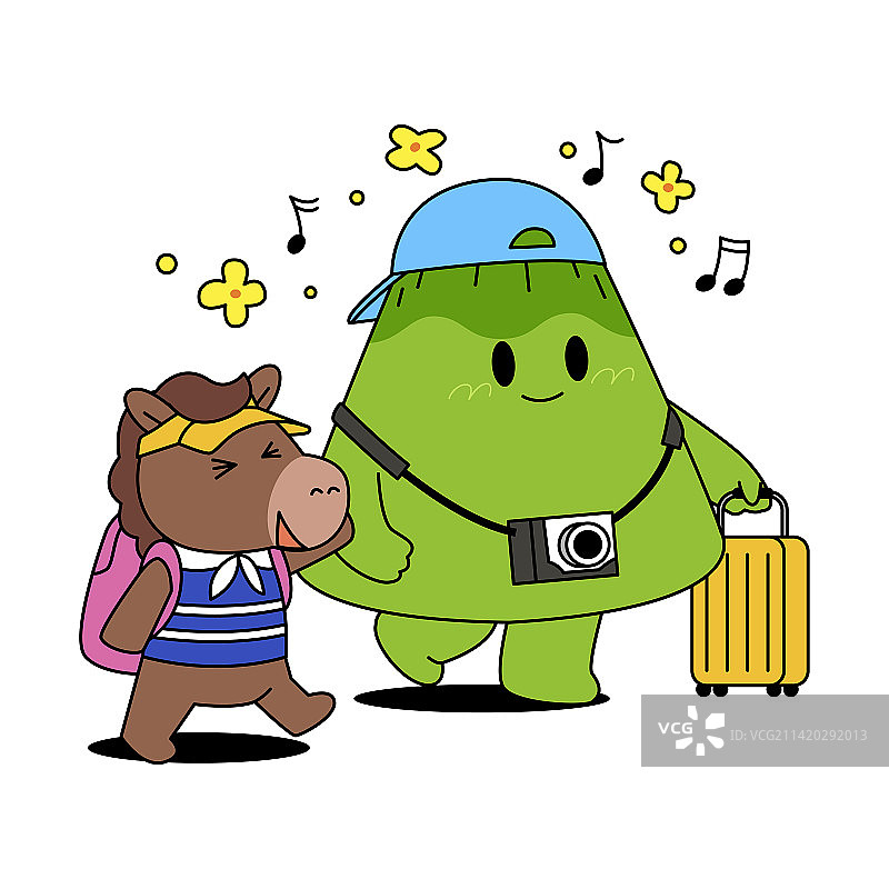 济州岛表情符号角色：小马与旅行图片素材