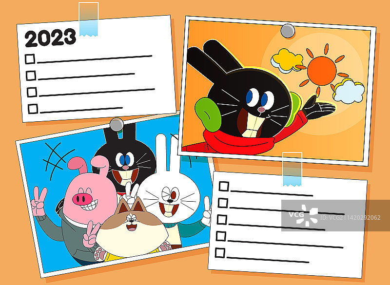 待办事项黑色兔子绘画图片素材