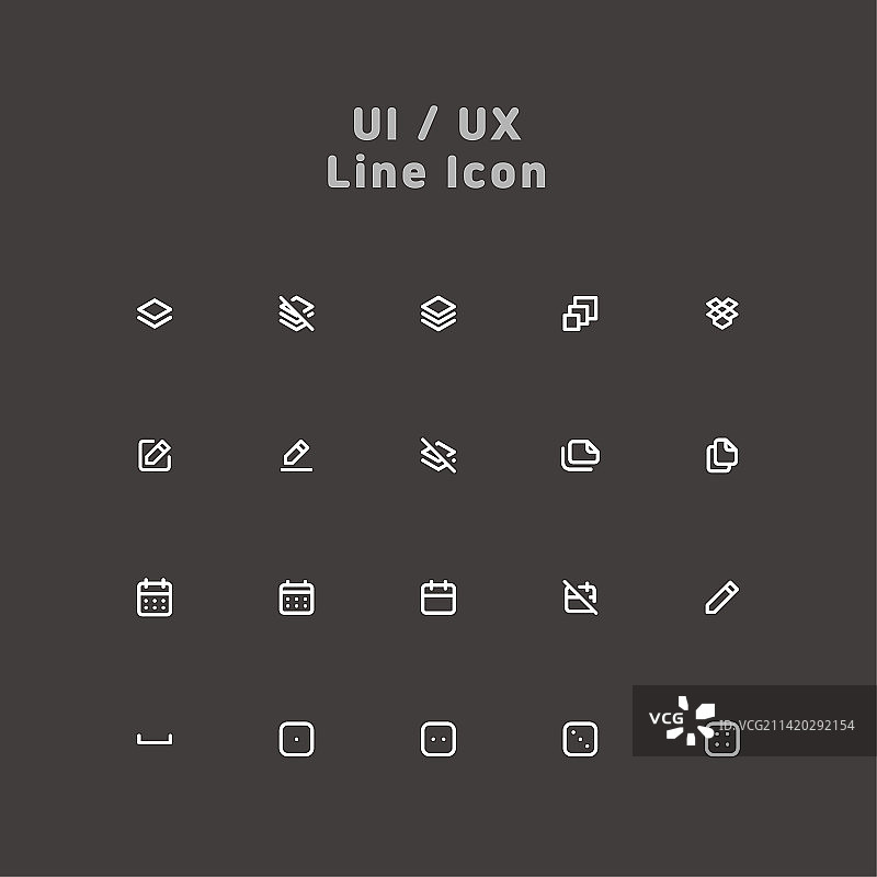 简约白色极简线条UI/UX图标集图片素材