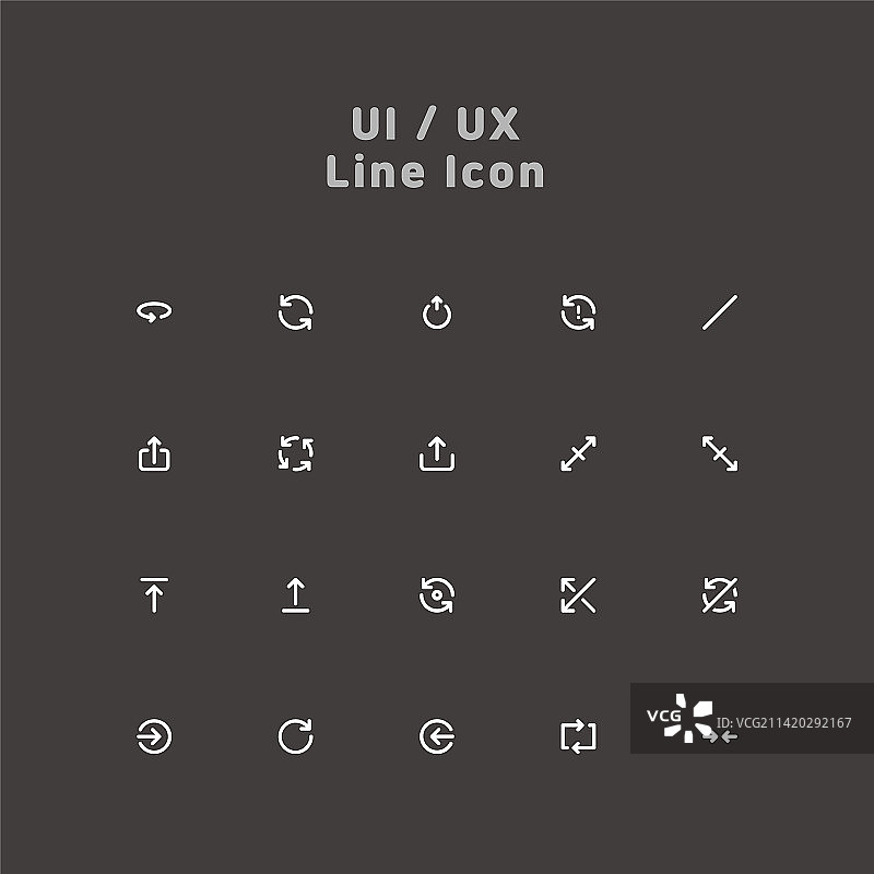 简约白色极简线条UI/UX图标集图片素材