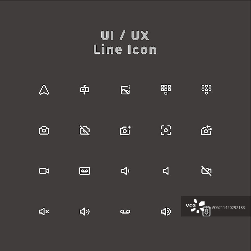 简约白色极简线条UI/UX图标集图片素材