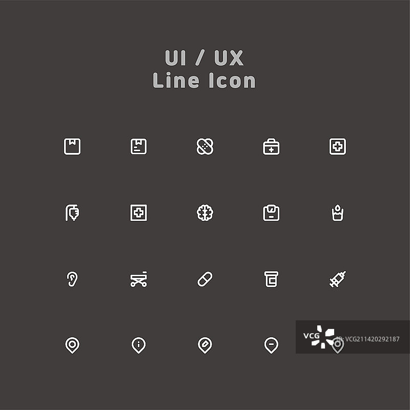 简约白色极简线条UI/UX图标集图片素材