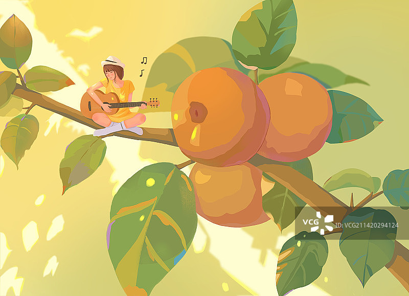 《秋高气爽》速涂人物场景插画图片素材