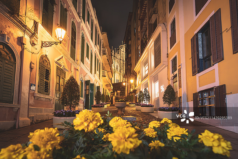 澳门大三巴街恋爱巷子街景图片素材