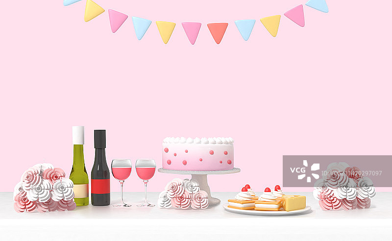 3D渲染：新娘送礼会活动排版与物品图片素材