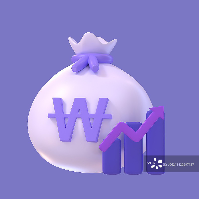 3D货币和图表渲染图图片素材