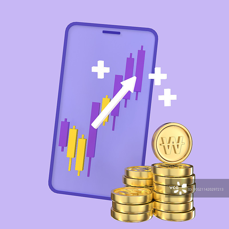 3D股市图表渲染图图片素材