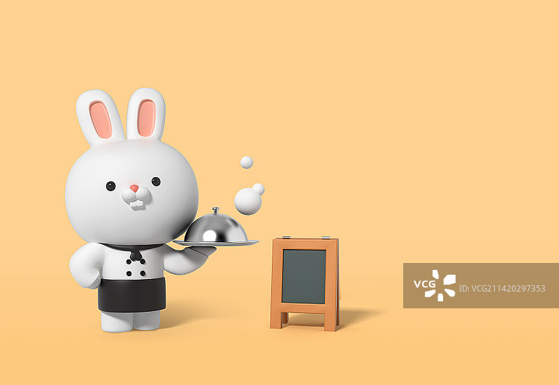 3D渲染的可爱兔子厨师角色图片素材