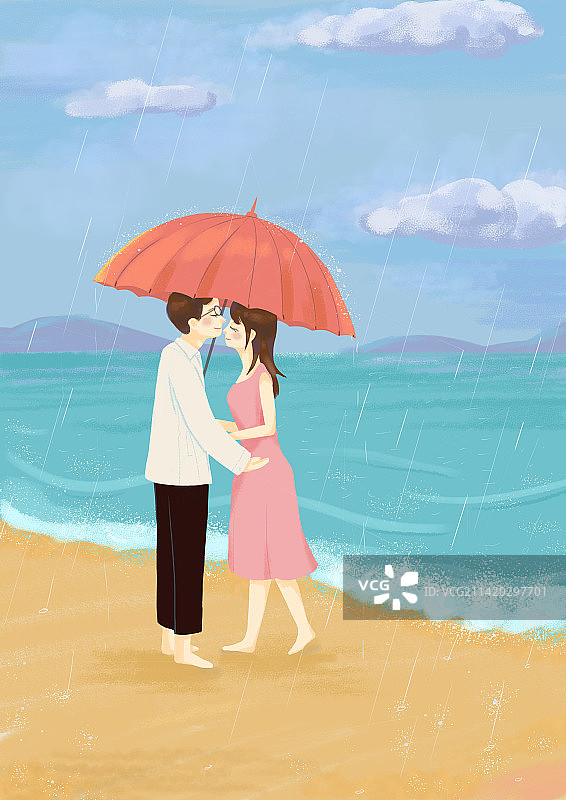 下雨天海边图片素材