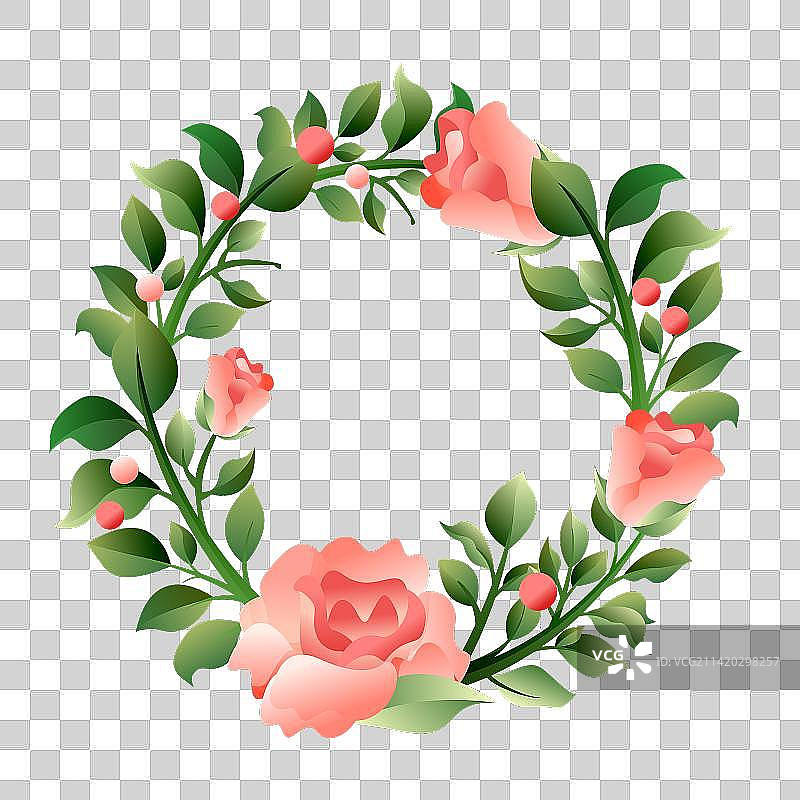 简约粉色浪漫玫瑰花环婚礼浪漫装饰元素图片素材