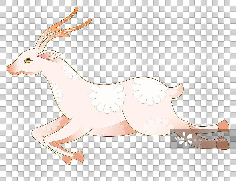 野生动物传统图案图形节气白露白鹿奔跑吉祥如意元素插画图片素材