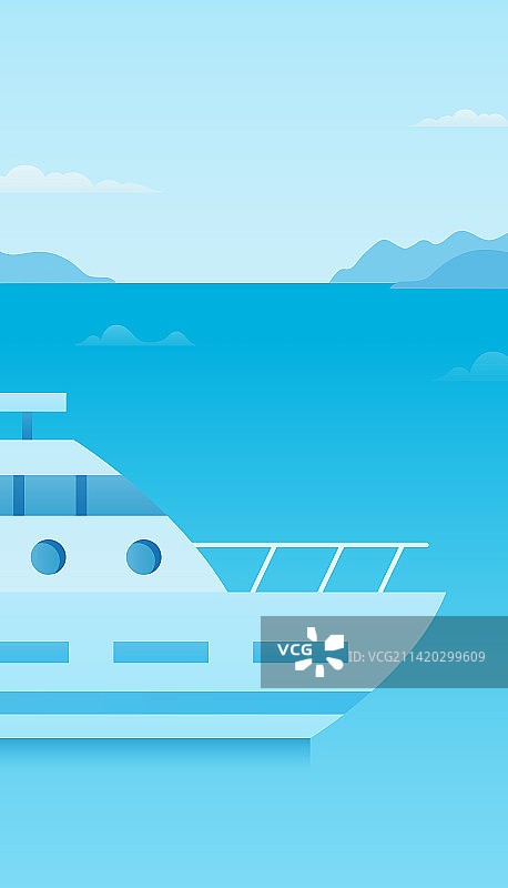 女孩在大海里的游轮上看风景图片素材