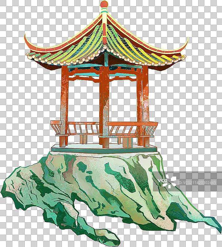 山石上的凉亭图片素材