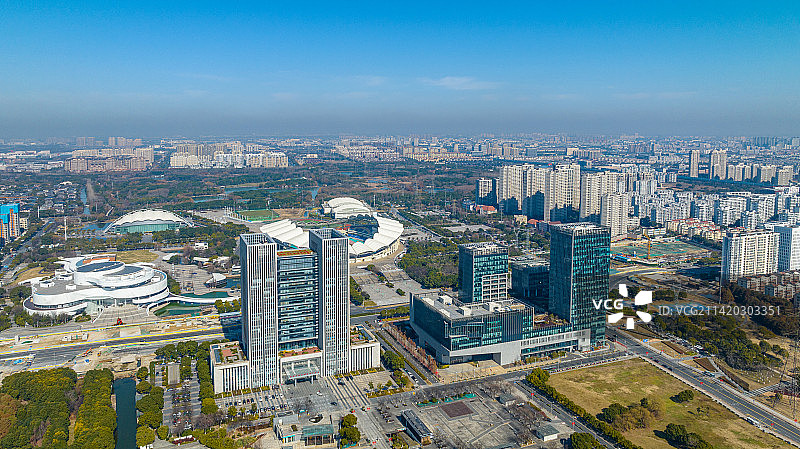 昆山 高新区 体育中心 行政审批中心 航拍图片素材
