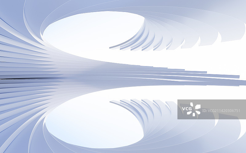 室内抽象建筑曲线背景3D渲染图片素材