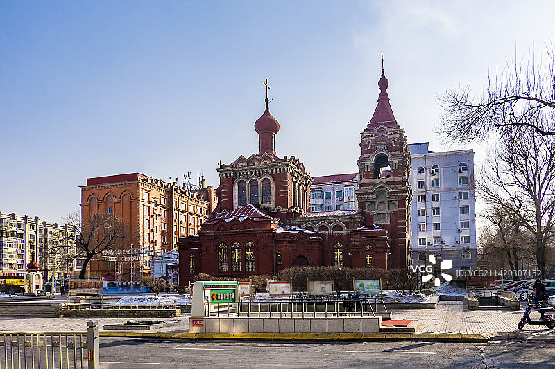哈尔滨果戈里大街阿列克谢耶夫教堂图片素材