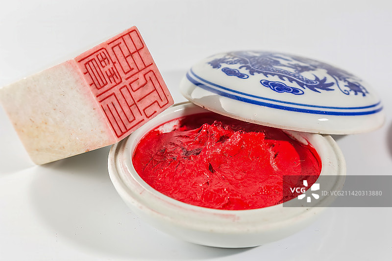 影棚拍摄印章印泥图片素材