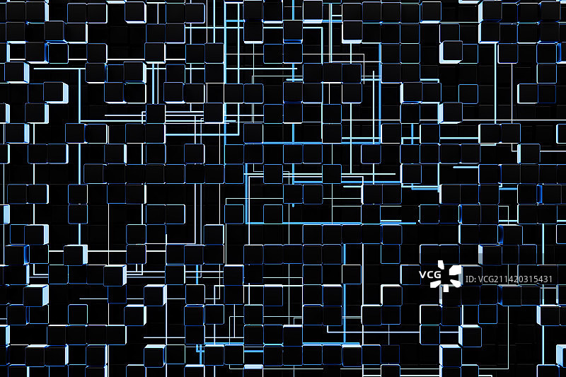 3D渲染的科技感方块抽象图片图片素材