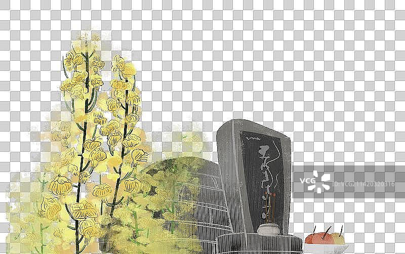 清明节坟墓插画元素图片素材