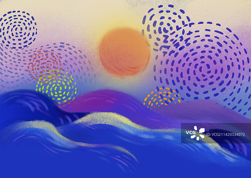 蓝色梦幻 海洋 日出日落图片素材