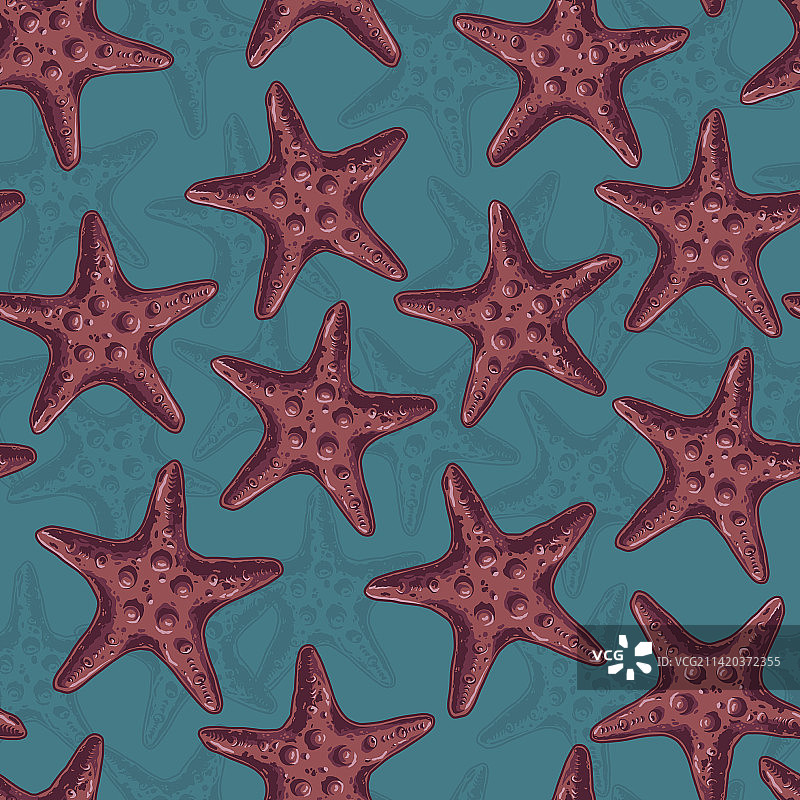 红色海星彩色无缝图案图片素材