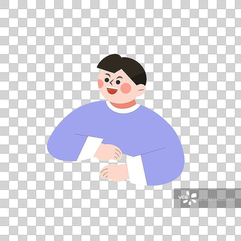 卡通男孩笑脸半身插画元素图片素材
