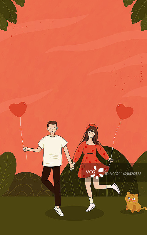 情侣牵手拿气球庆祝图片素材