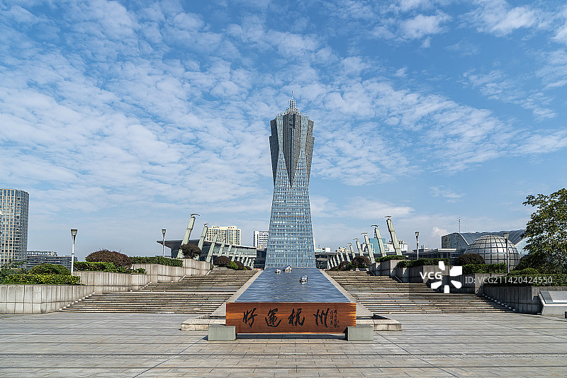 杭州京杭运河两岸现代建筑景观图片素材