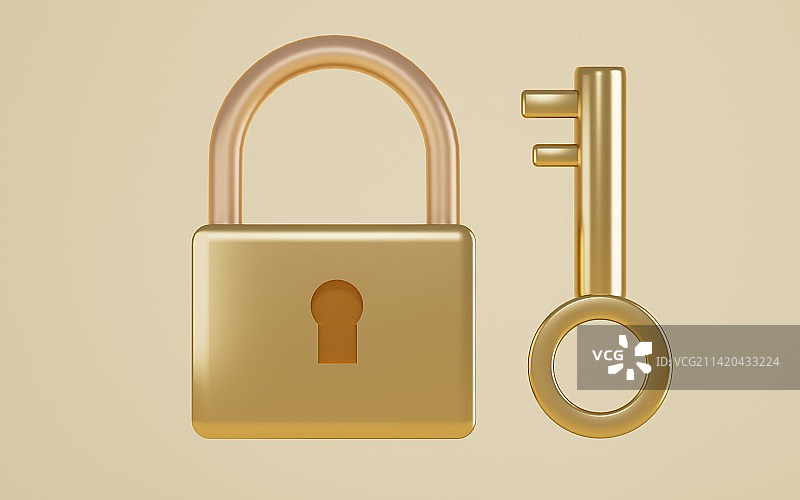 金属加密锁三D渲染图片素材