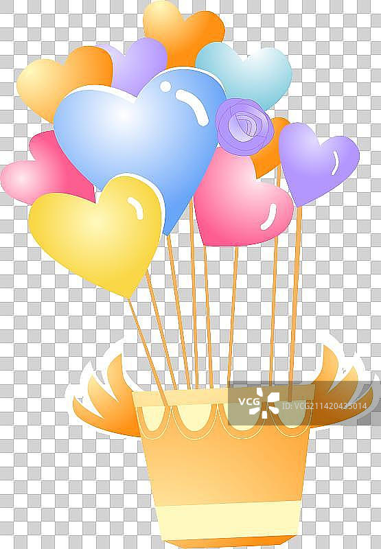 卡通节日情人节七夕520情侣浪漫表白求婚气球鲜花扁平矢量插画面免抠元素图片素材