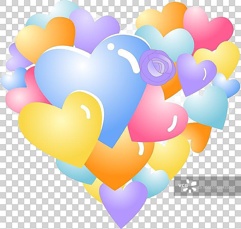 卡通节日情人节七夕520情侣浪漫表白求婚气球鲜花扁平矢量插画面免抠元素图片素材