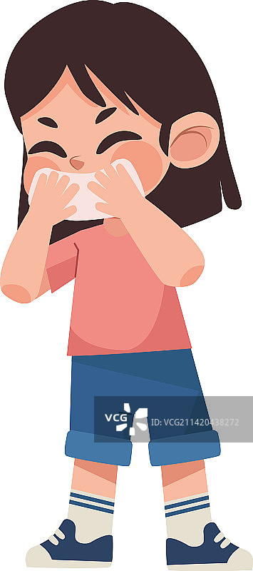 小女孩得了流感图片素材